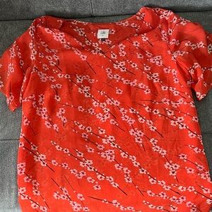 CAbi Red Cherry Blossom Women's Blouse